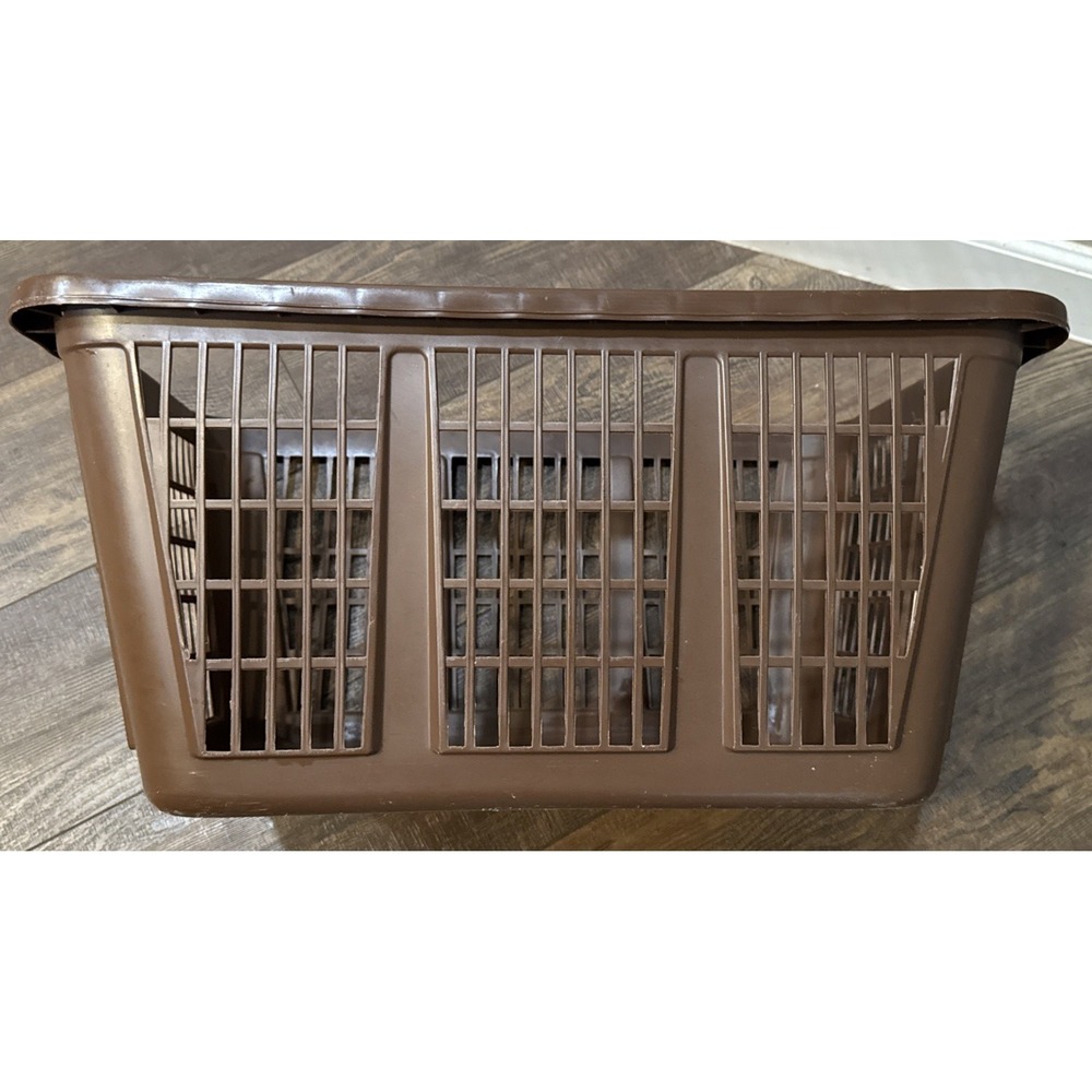 Rubbermaid Brown Laundry Basket Vintage 2885 Rectangle Clothes 22x16x11 - Picture 8 of 10